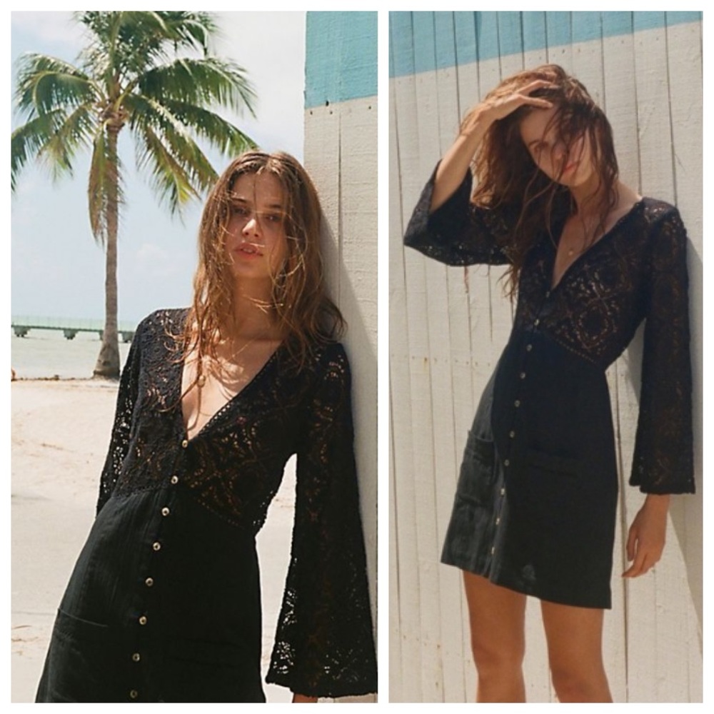 Free People Shrimpton Lace Linen Boho Dress